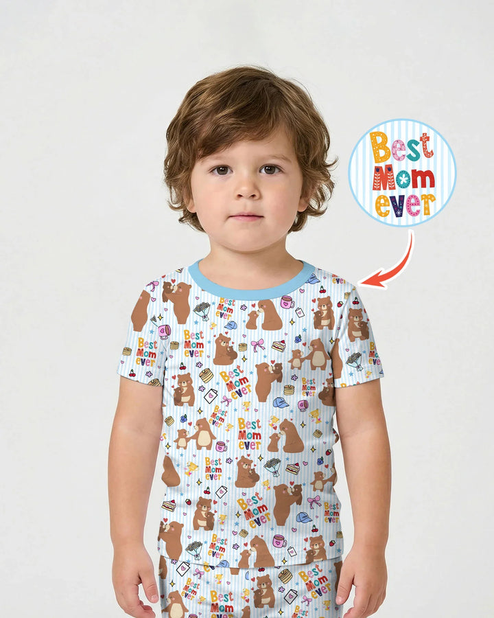 Best Mama Bear Ever Family Matching Bamboo Two Piece Short Sleeve Shorts Pajama Set