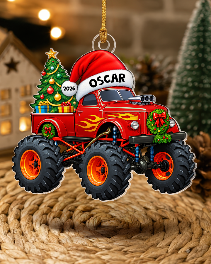 Monster Truck Christmas Personalized Acrylic Ornament