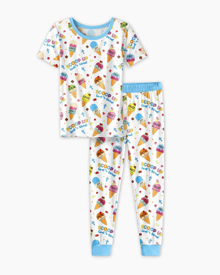 Ice Cream Summer Christian Bamboo Two Piece Short Sleeve Pajama Set