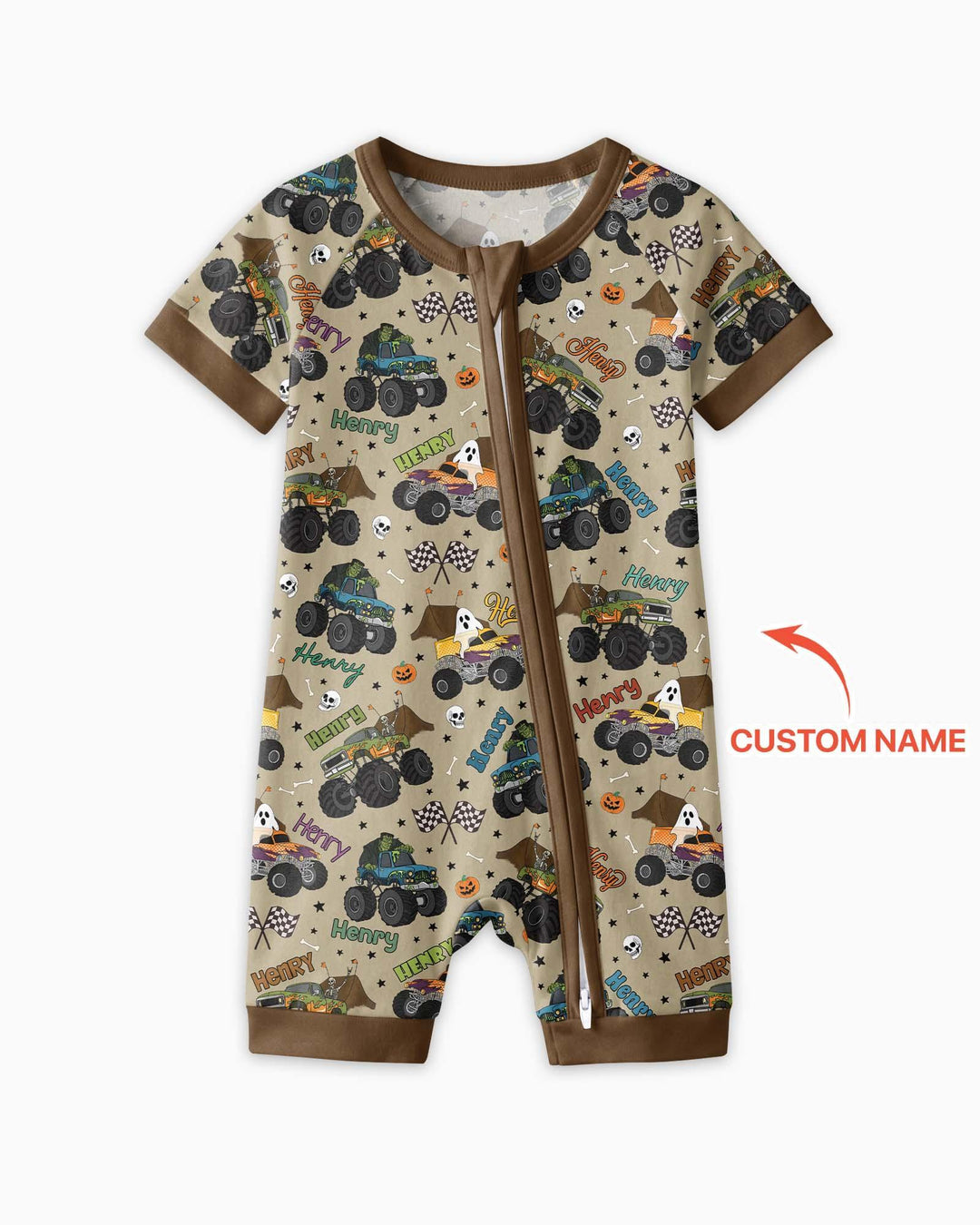 Custom Name Halloween Creepy Crusher Family Matching Bamboo Shorty Zippy
