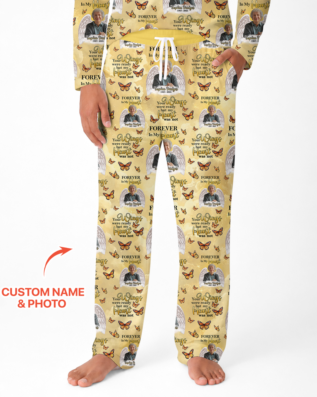 Custom Photo Forever In My Heart Family Matching Bamboo Men Pajama Set