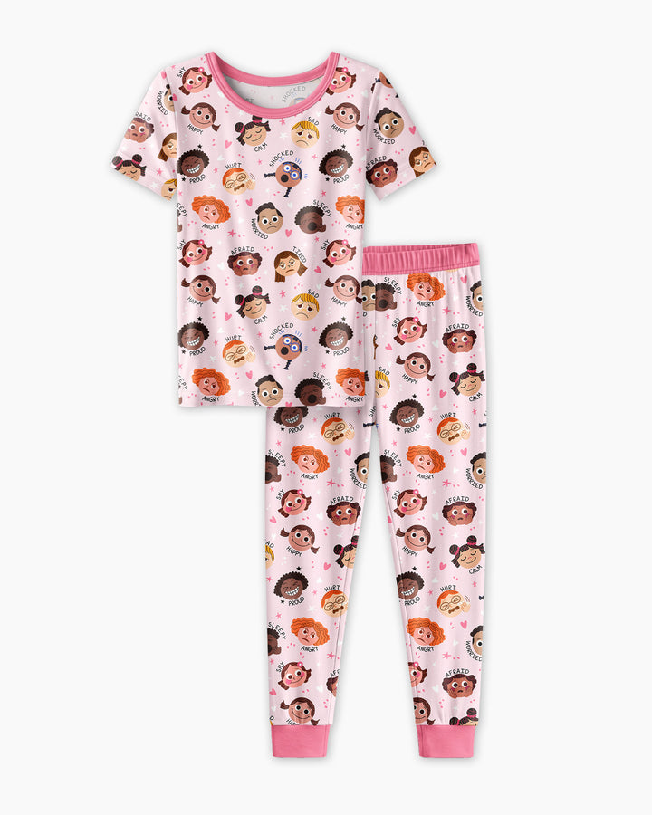 Feelings Vocabulary Bamboo Two Piece Short Sleeve Pajama Set