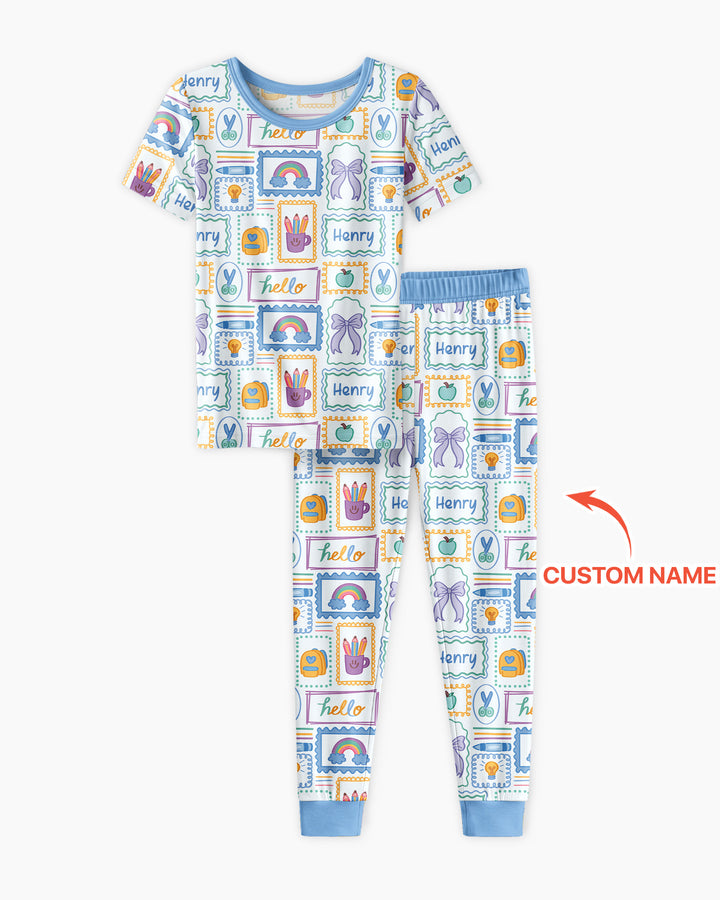 CUSTOM Template Bamboo Two Piece Short Sleeve Pyjamas Set