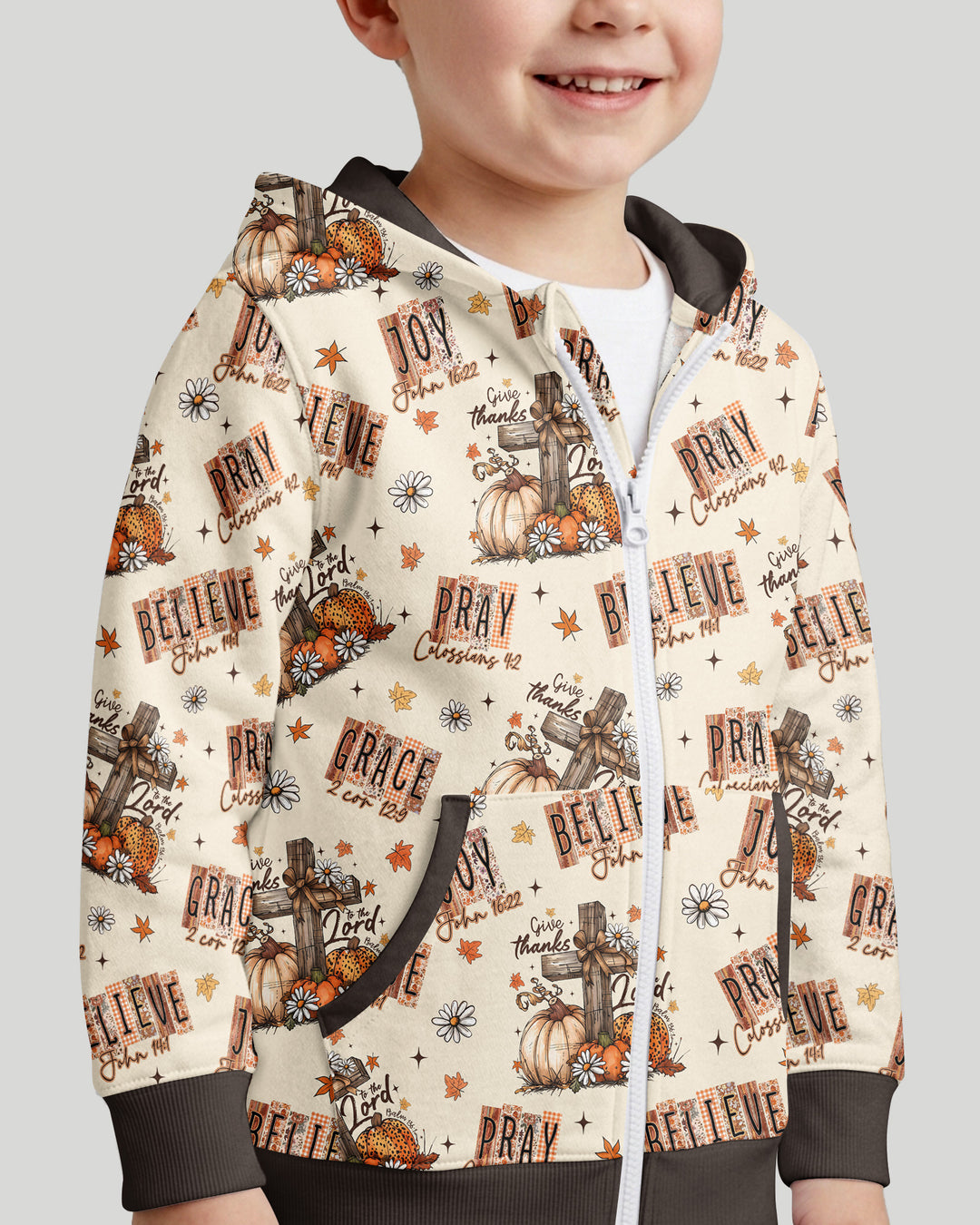 Floral Fall Give Thanks To The Lord Bamboo Zip Hoodie