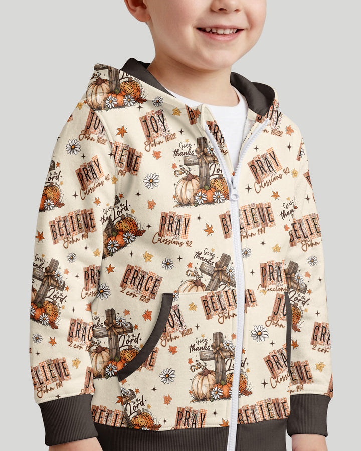 Floral Fall Give Thanks To The Lord Bamboo Zip Hoodie