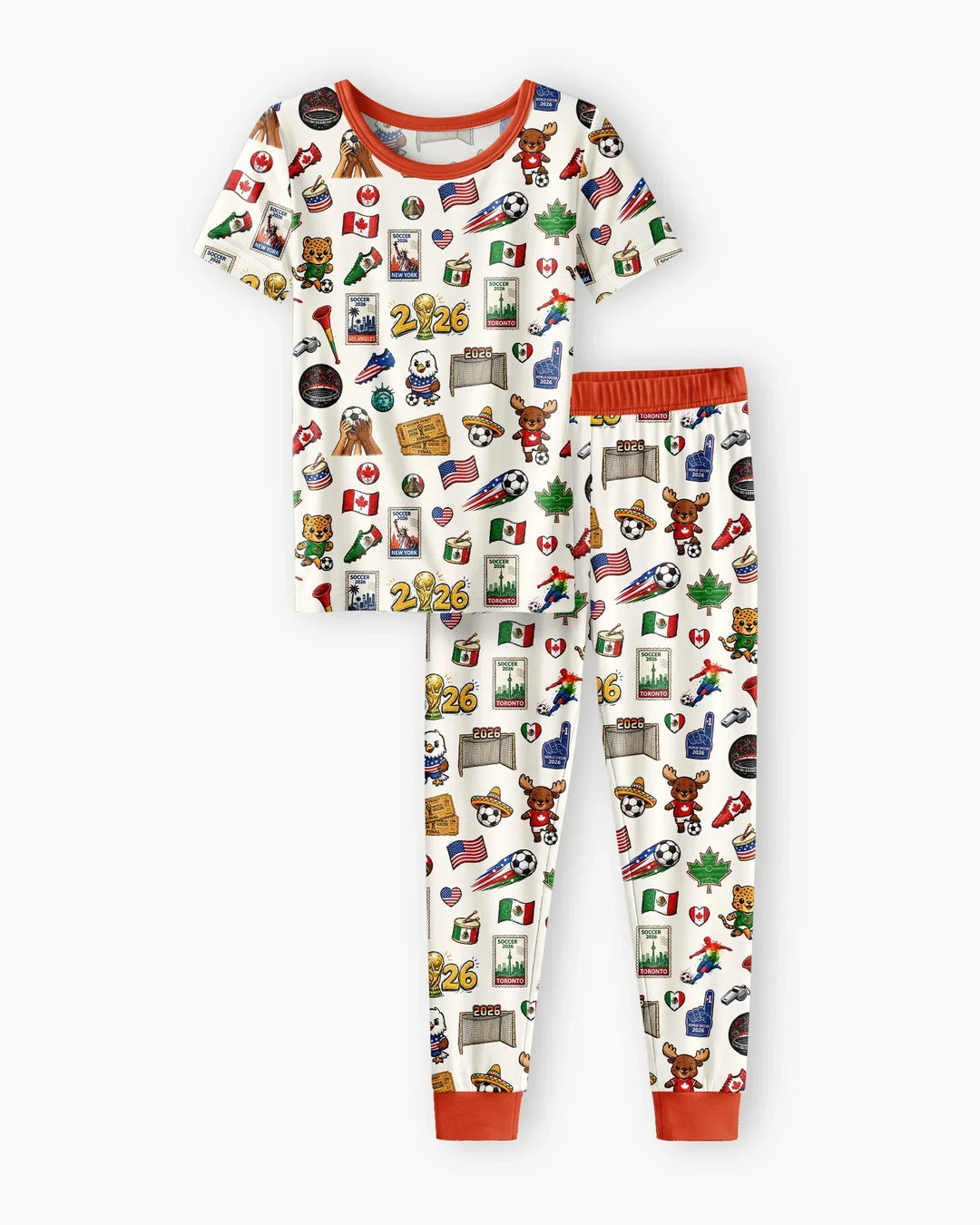 Soccer Cup 2026 Family Matching Bamboo Two Piece Short Sleeve Pajama Set