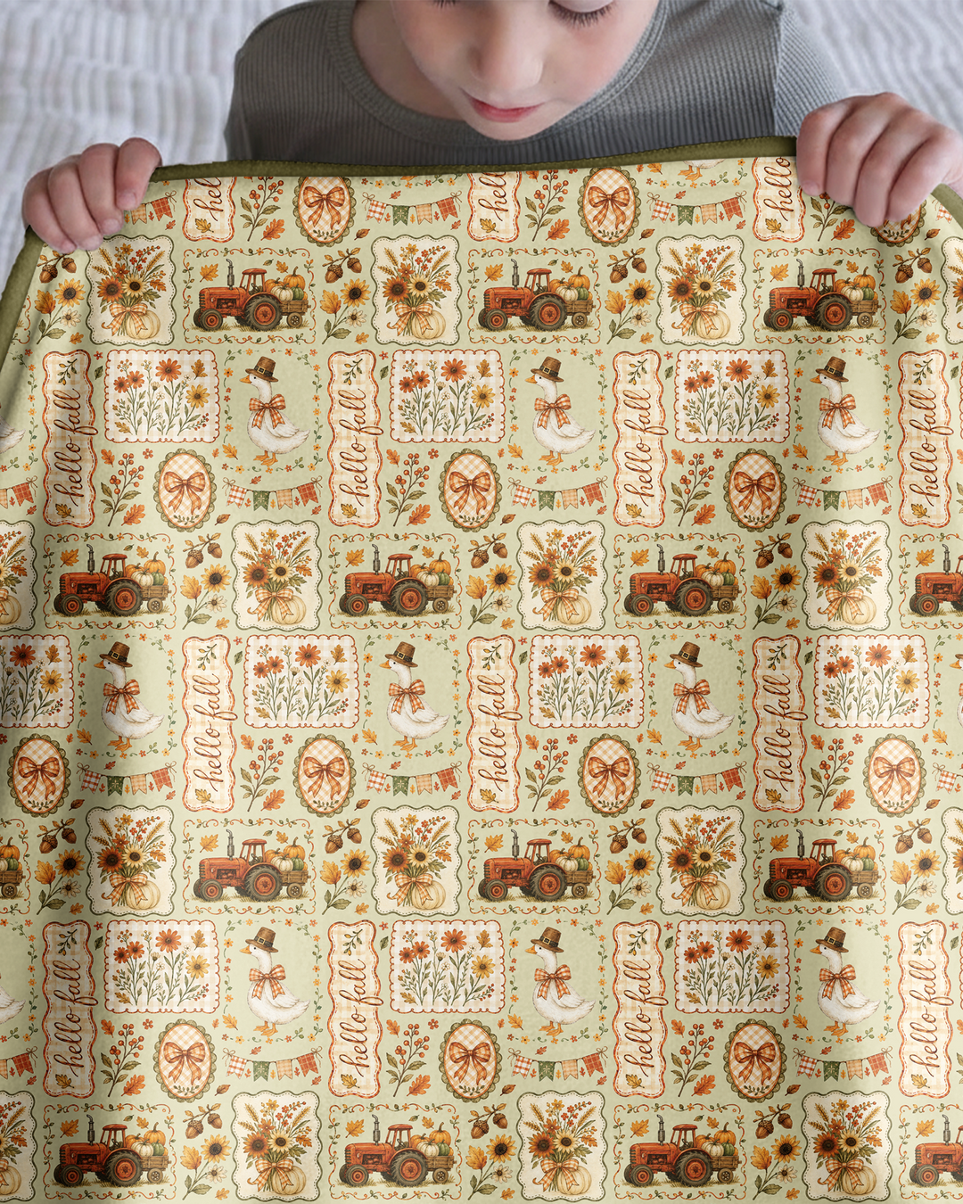 Farmhouse Fall Goose Family Matching Bamboo Blanket