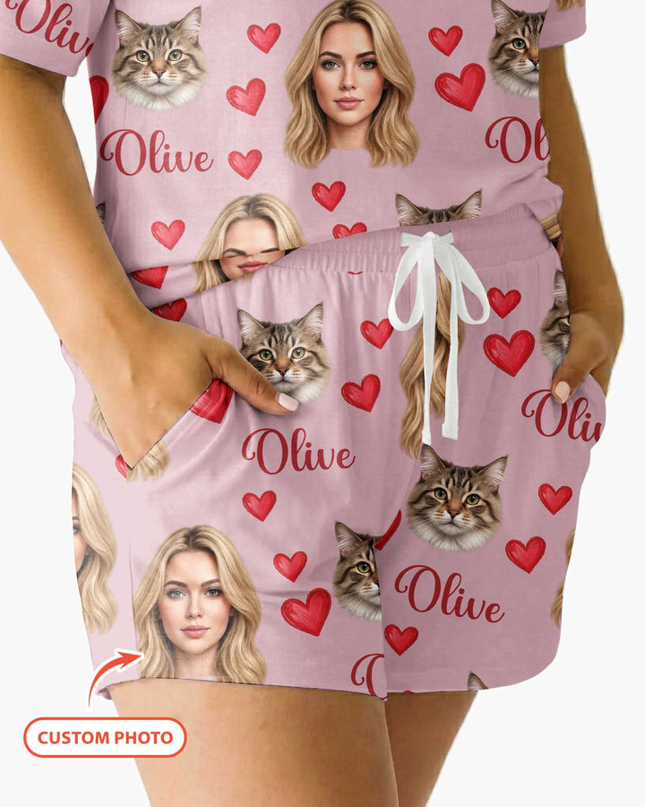 Custom Face Family Matching Bamboo Women Short Sleeve Short Pajama Set