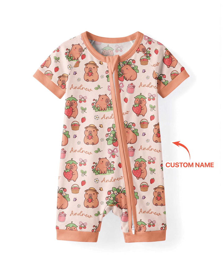 Custom Name Capybara Strawberry Bamboo Shorty Zippy