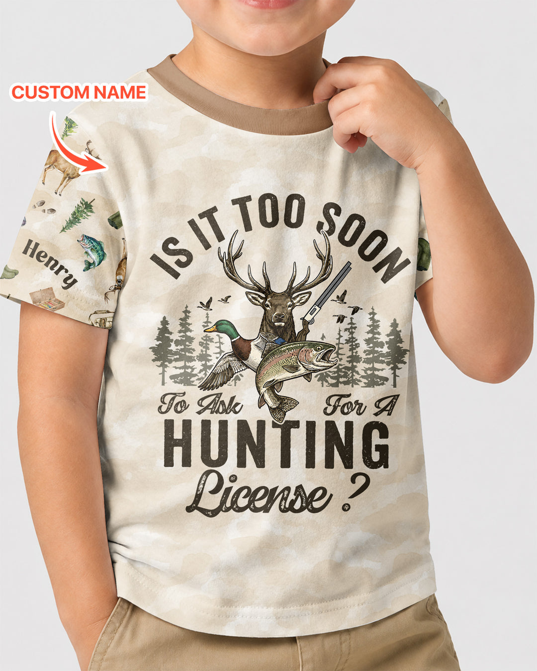 Personalized Funny Hunting Bamboo Crewneck T-Shirt