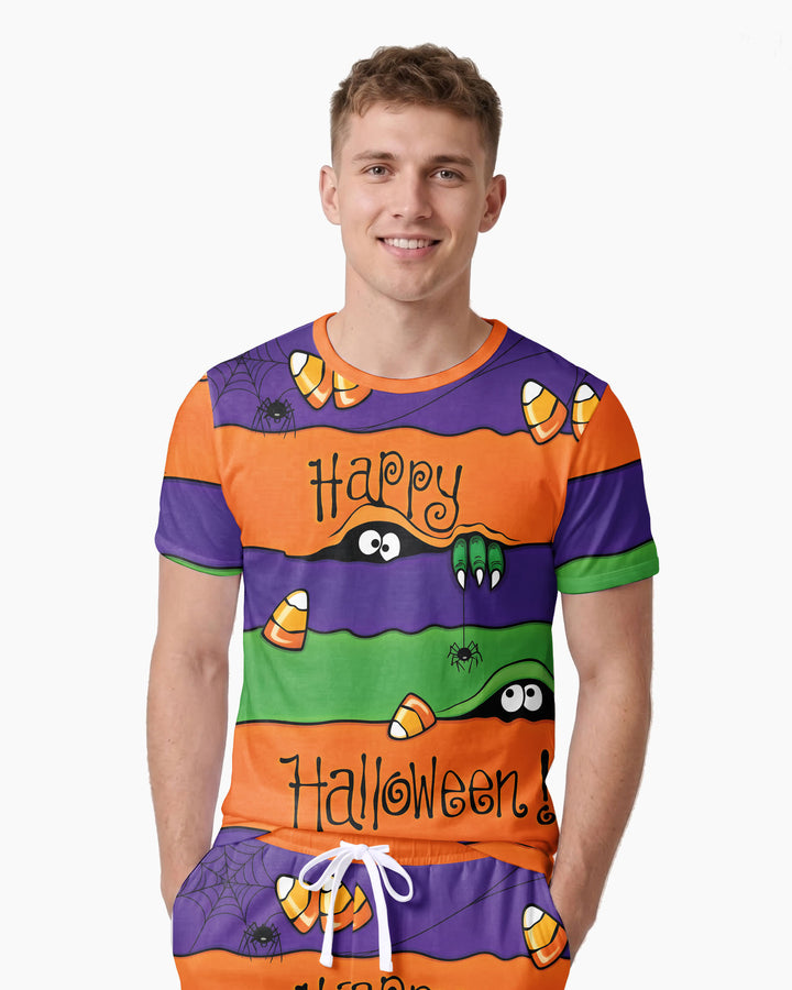 Happy Halloween Bamboo Men Short Sleeve Short Pajama Set