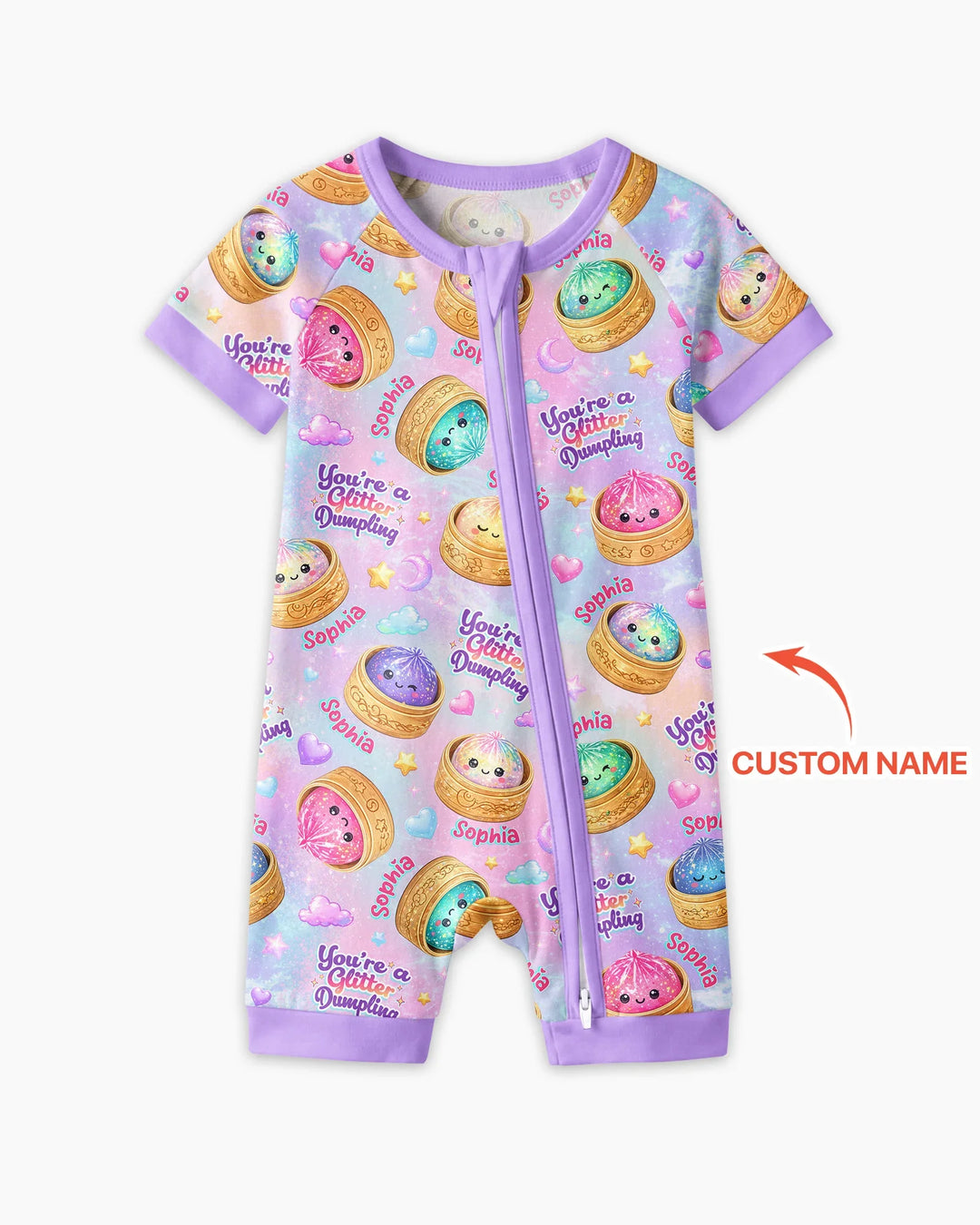 Custom Name You're A Glitter Dumpling Bamboo Shorty Zippy