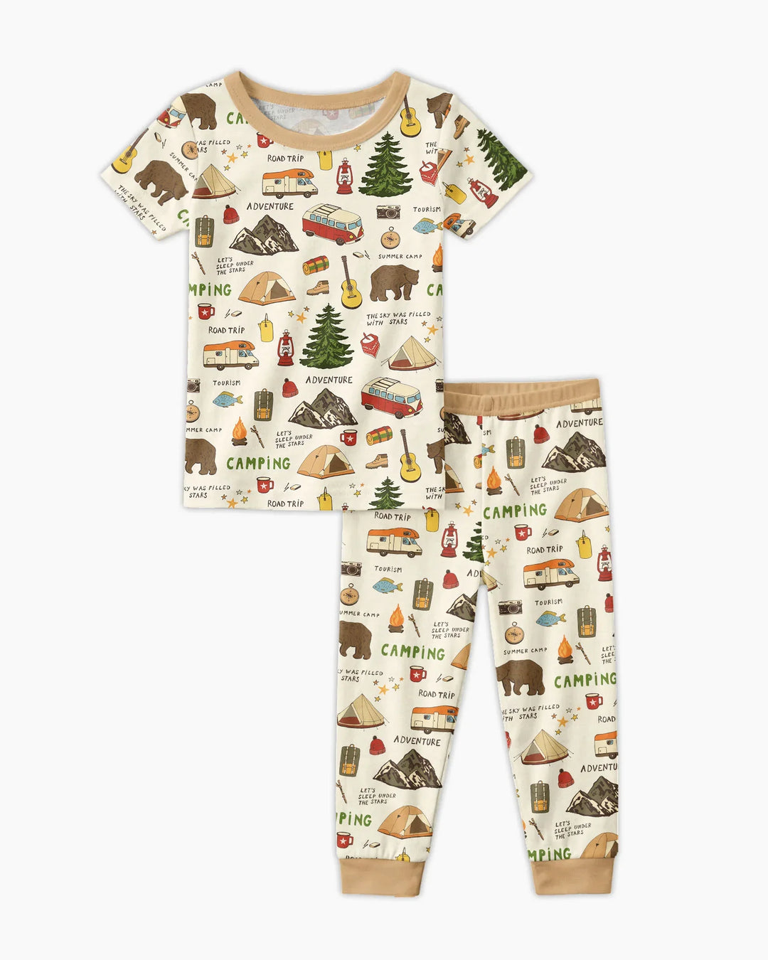 Outdoor Camping Adventure Family Matching Bamboo Two Piece Short Sleeve Pajama Set
