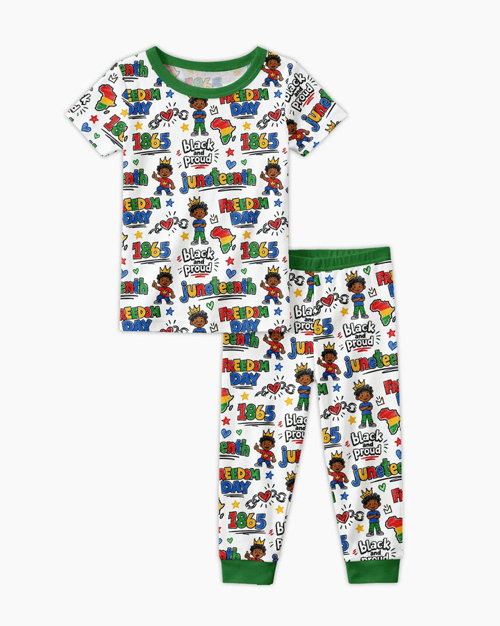 Juneteenth Black and Proud Bamboo Two Piece Short Sleeve Pajama Set