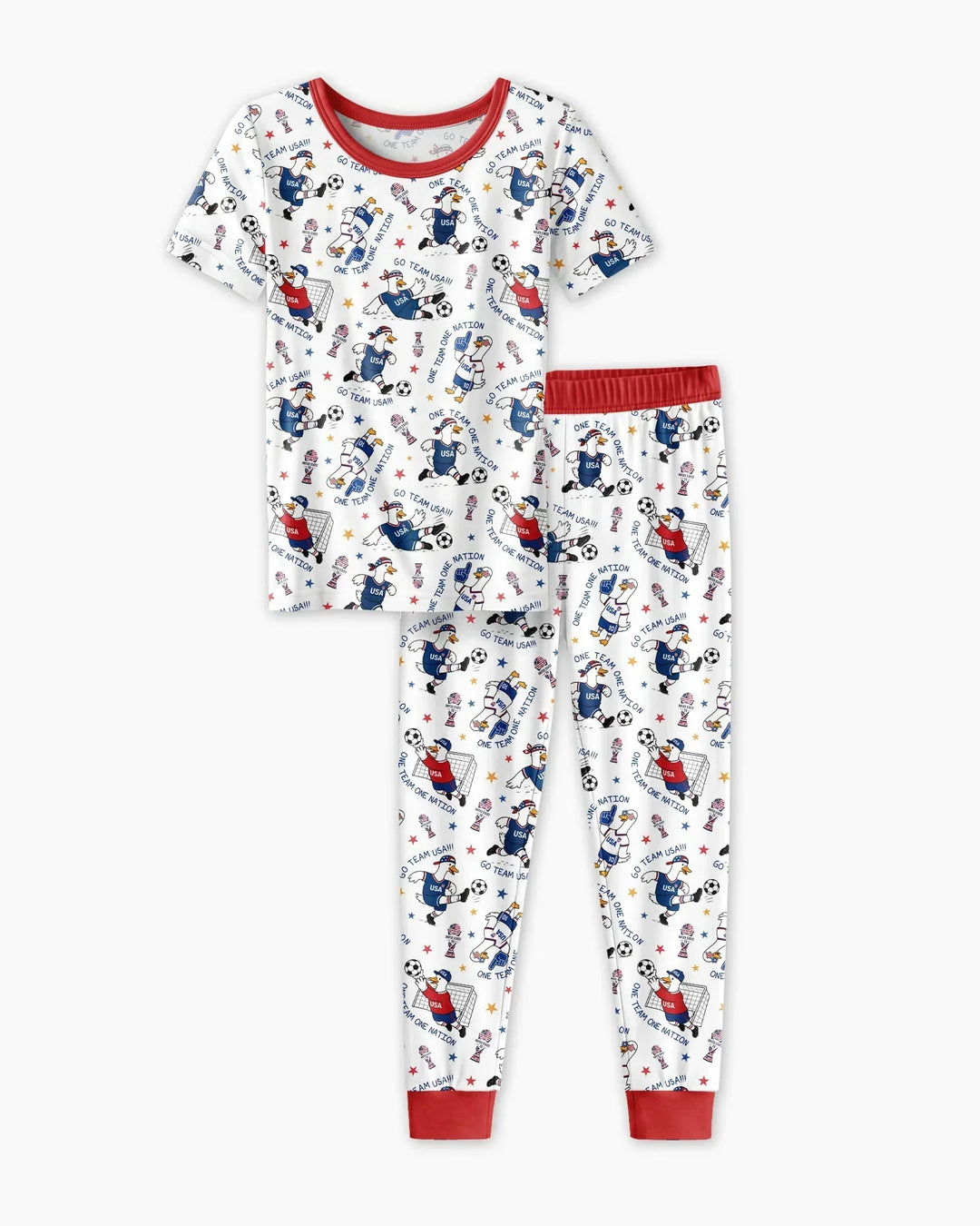 USA Soccer Goose Family Matching Bamboo Two Piece Short Sleeve Pajama Set
