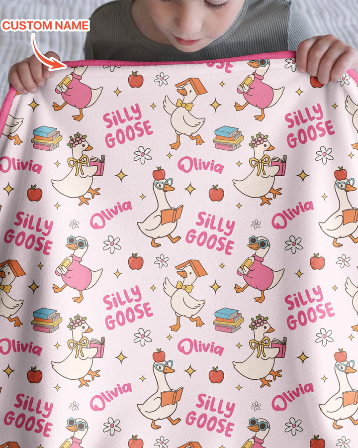 Custom Name Silly Goose Back to School Bamboo Blanket