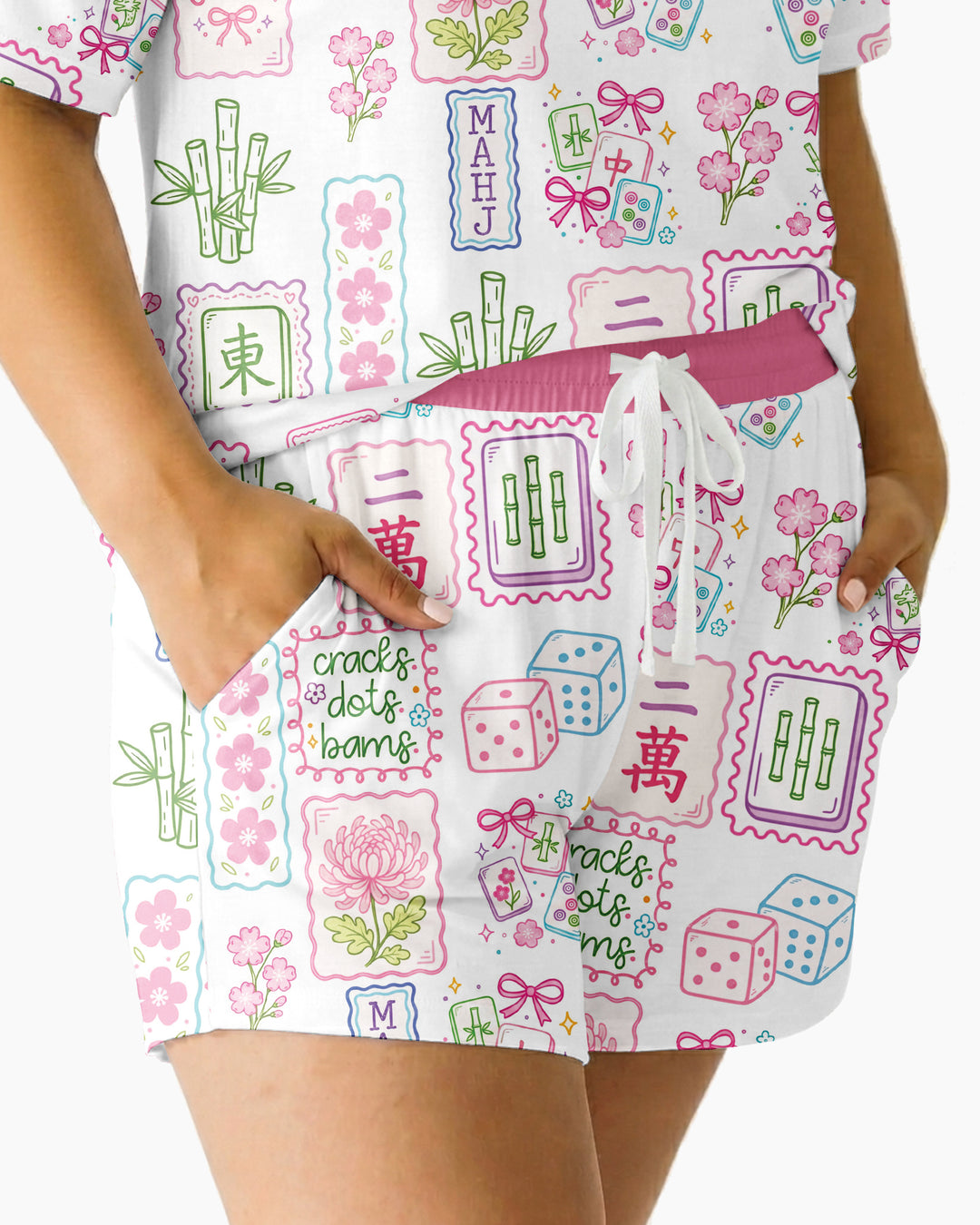 Cracks, Dots & Bams Mommy & Me Matching Bamboo Women Short Sleeve Short Pajama Set