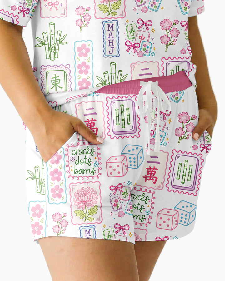 Cracks, Dots & Bams Mommy & Me Matching Bamboo Women Short Sleeve Short Pajama Set