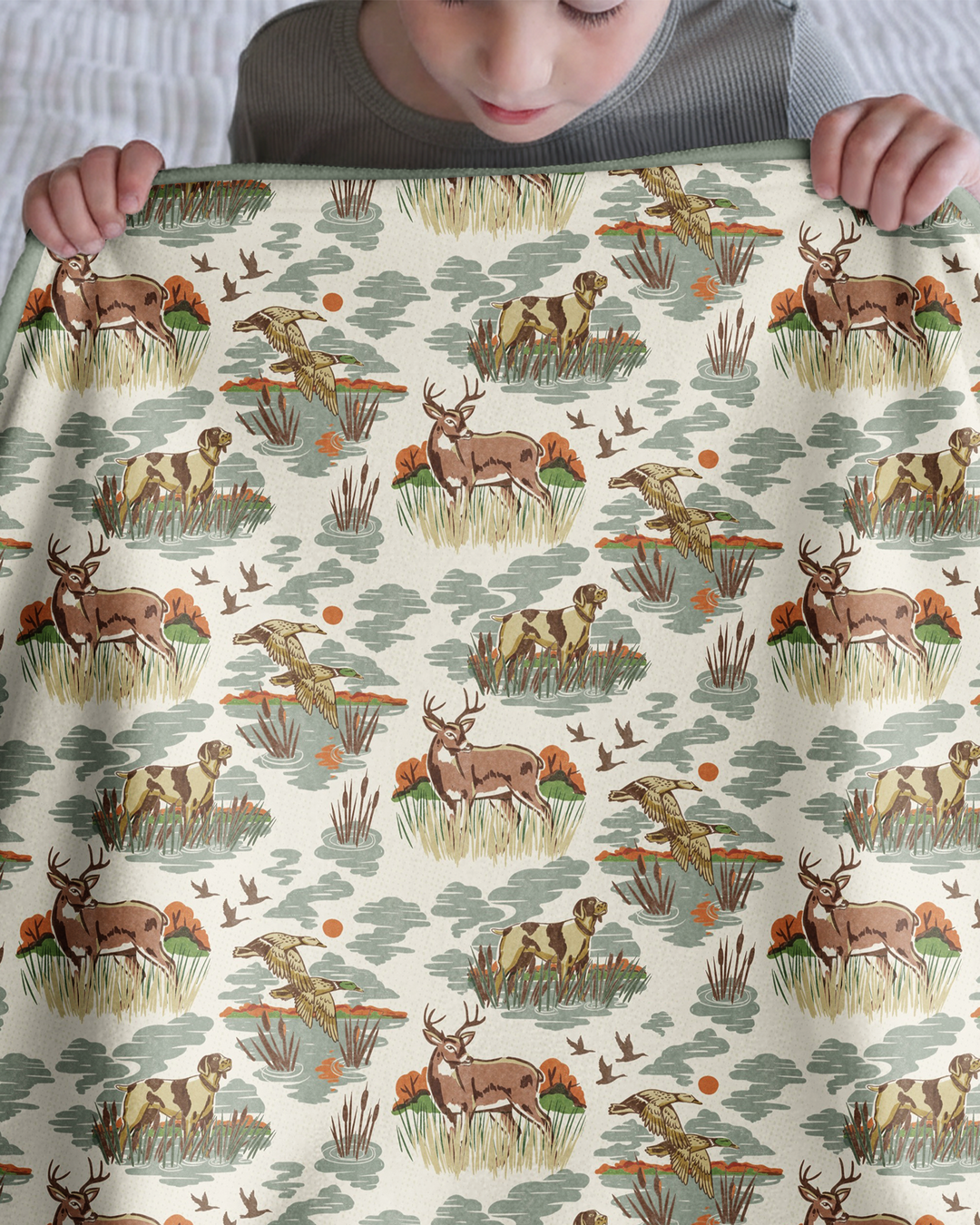 Vintage Hunting Season Daddy& Me Matching Bamboo Blanket