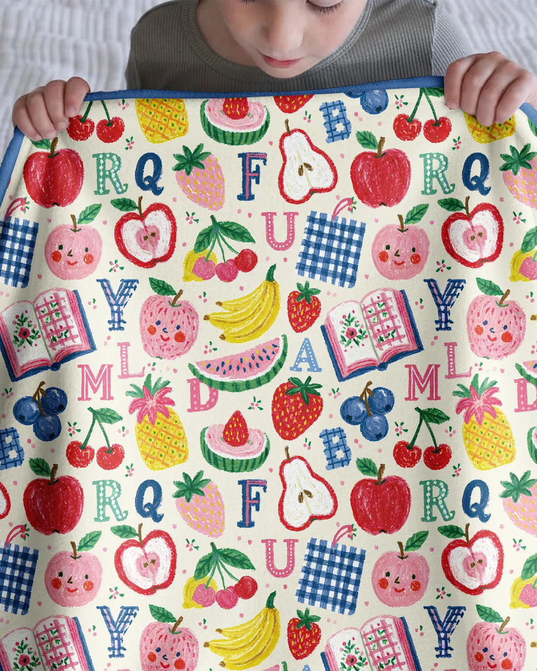 Back To School Fruit Alphabet Bamboo Blanket