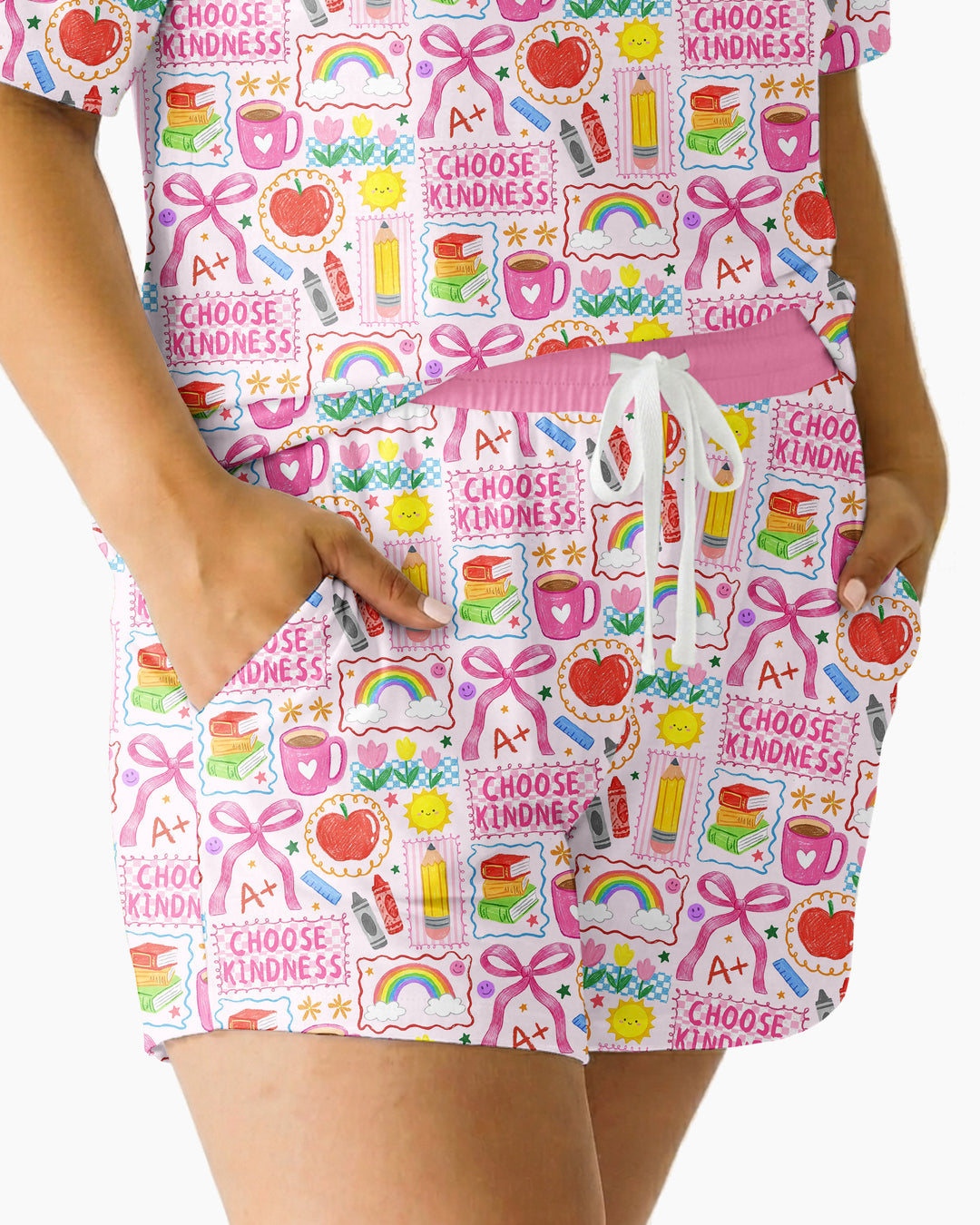 Kindness School Girl Bamboo Women Short Sleeve Short Pajama Set