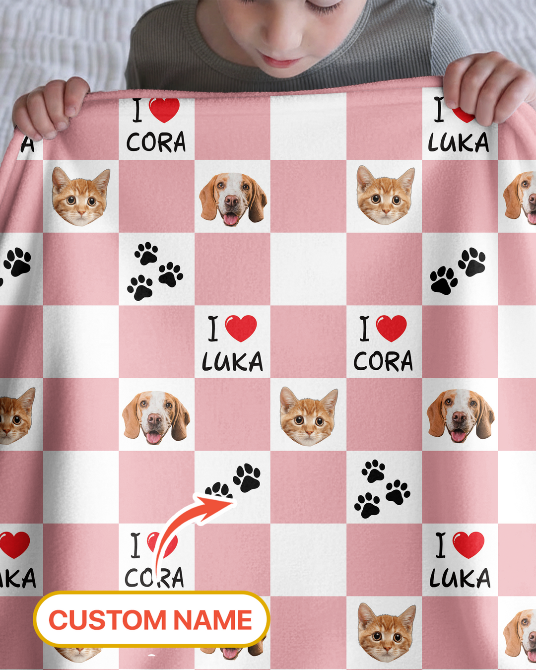 Custom Photo I Love My Best Friend Dog/Cat Bamboo Blanket
