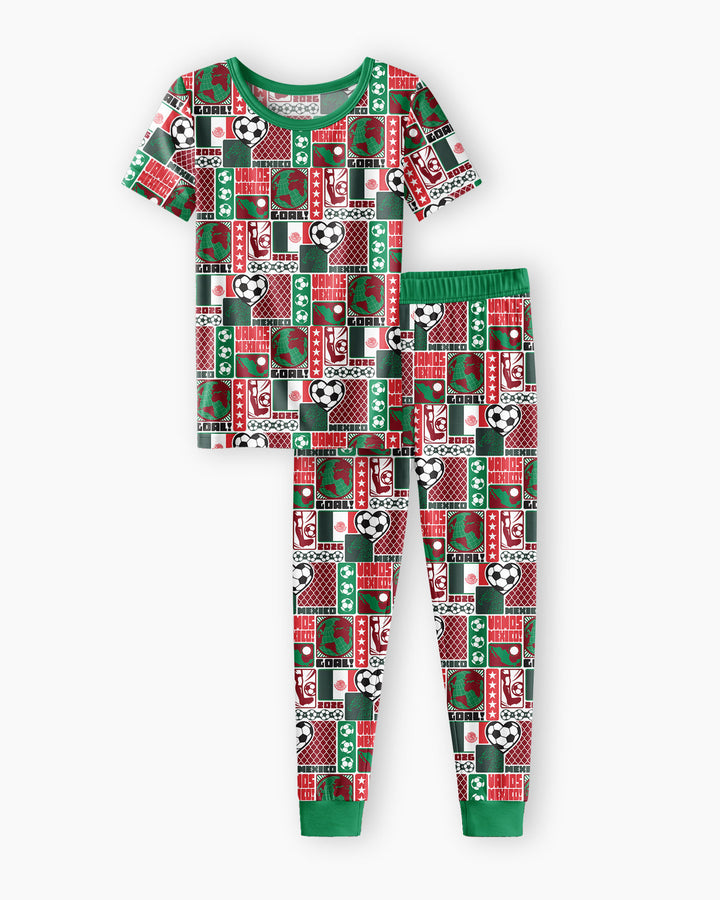 World Soccer Vamos Mexico Bamboo Two Piece Short Sleeve Pajama Set