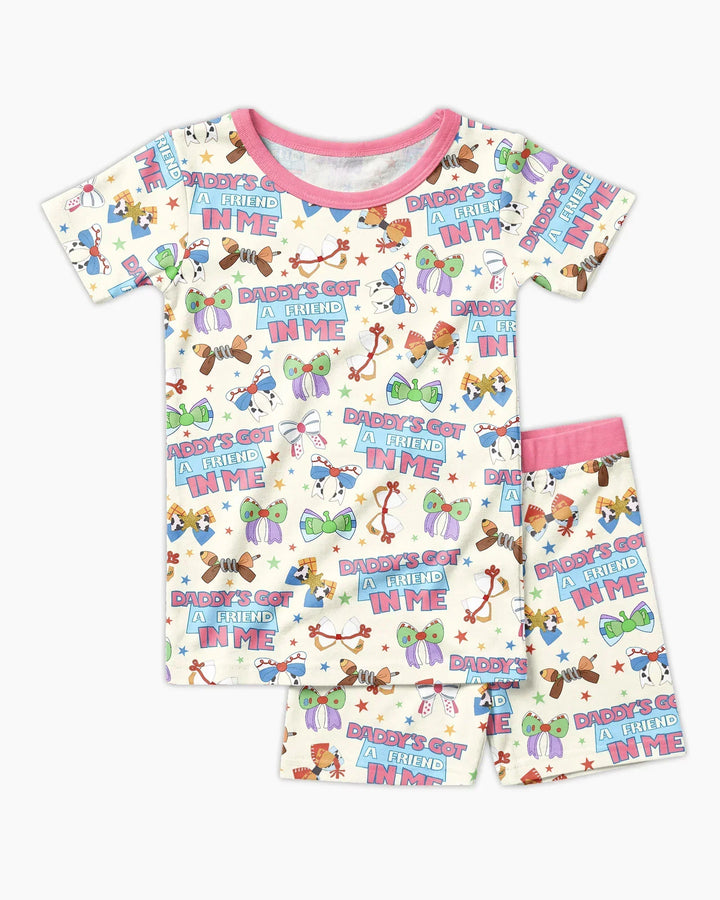 Daddy's Got A Friend In Me Bamboo Two Piece Short Sleeve Shorts Pajama Set