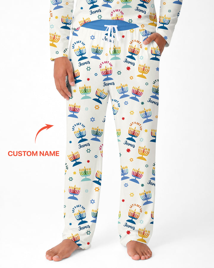 Let's Get Lit Hanukkah Bamboo Men's Pajama Set