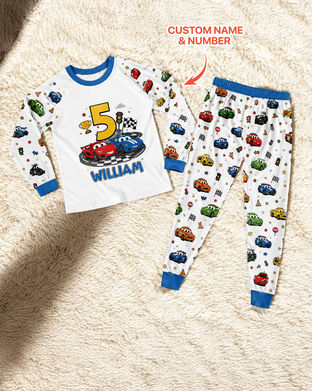 Birthday Racing Adventure Bamboo Two Piece Long Sleeve Pajama Set