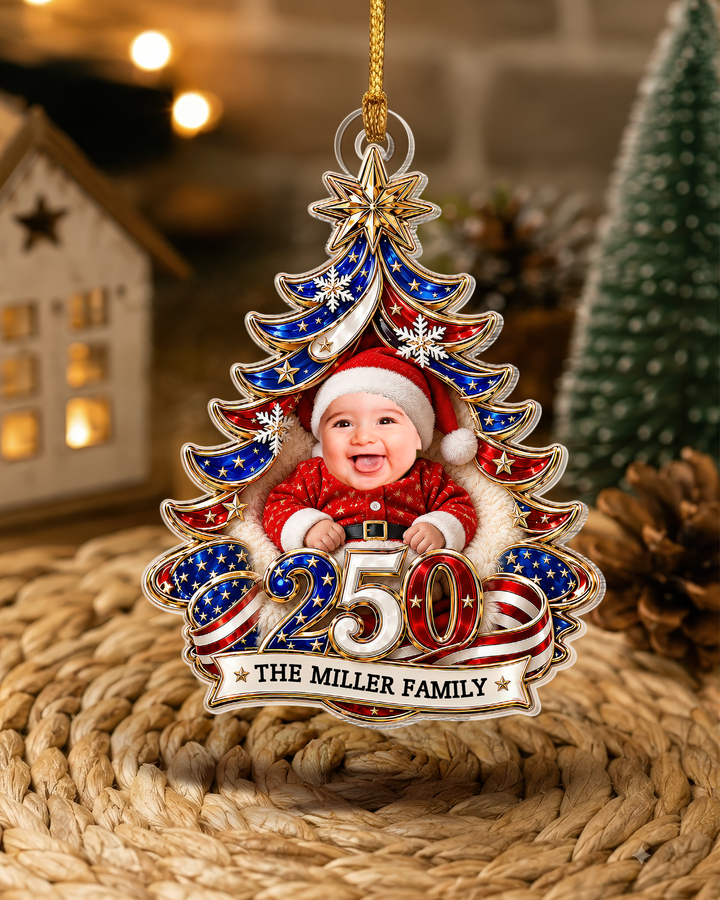 Stars And Stripes Personalized 1-Side Photo Acrylic Ornament