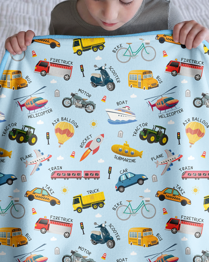 Vehicle Vocabulary Bamboo Blanket