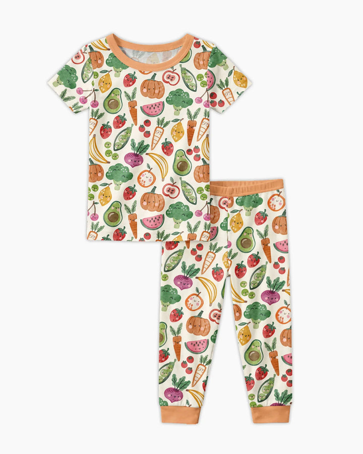 Veggie Friends Family Matching Bamboo Two Piece Short Sleeve Pajama Set