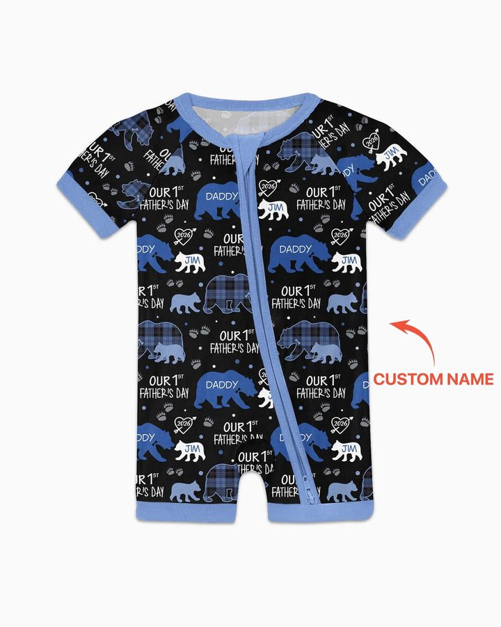 Our 1st Father's Day Daddy Bear & Me Matching Bamboo Shorty Zippy