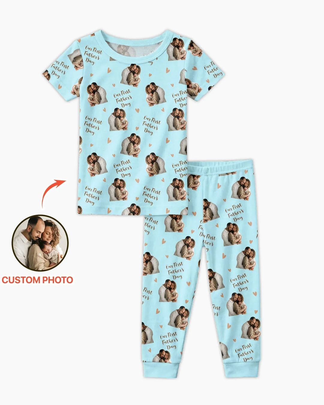 Custom Photo Our First as Parents Bamboo Two Piece Short Sleeve Pajama Set
