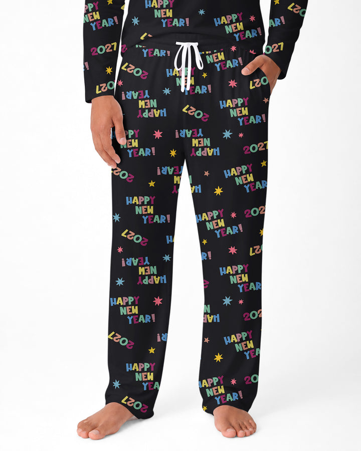 Retro Happy New Year 2027 Bamboo Men's Pajama Set