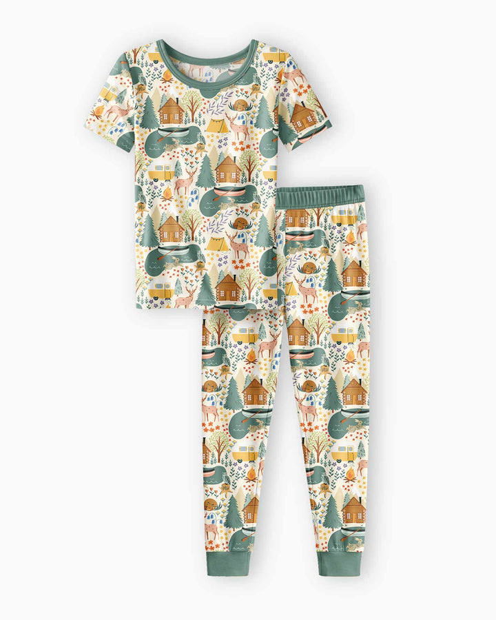 Lake View Camping Bamboo Two Piece Short Sleeve Pajama Set