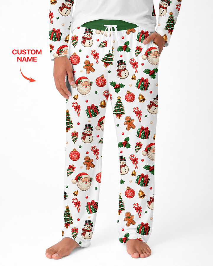 Custom Name Christmas The Bow Bamboo Men's Pajama Set