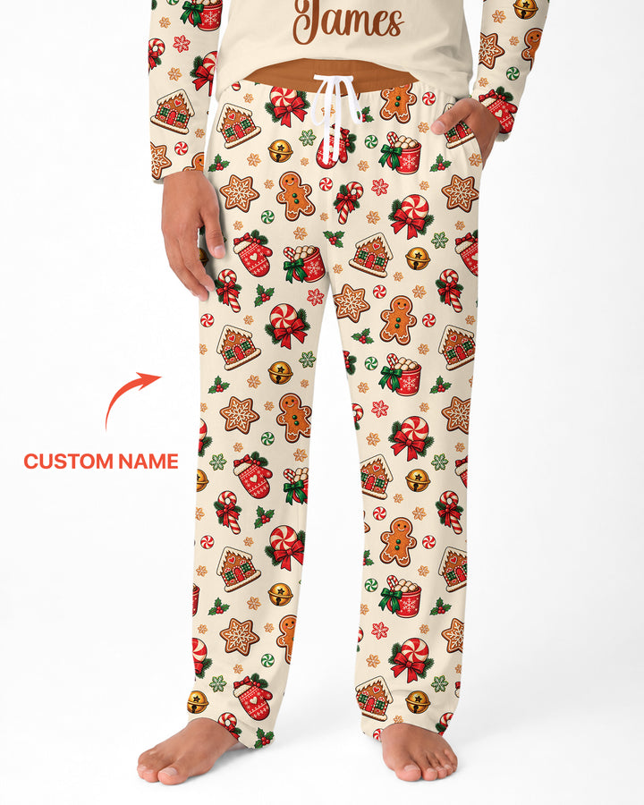 Custom Name Gingerbread The Bow Bamboo Men's Pajama Set
