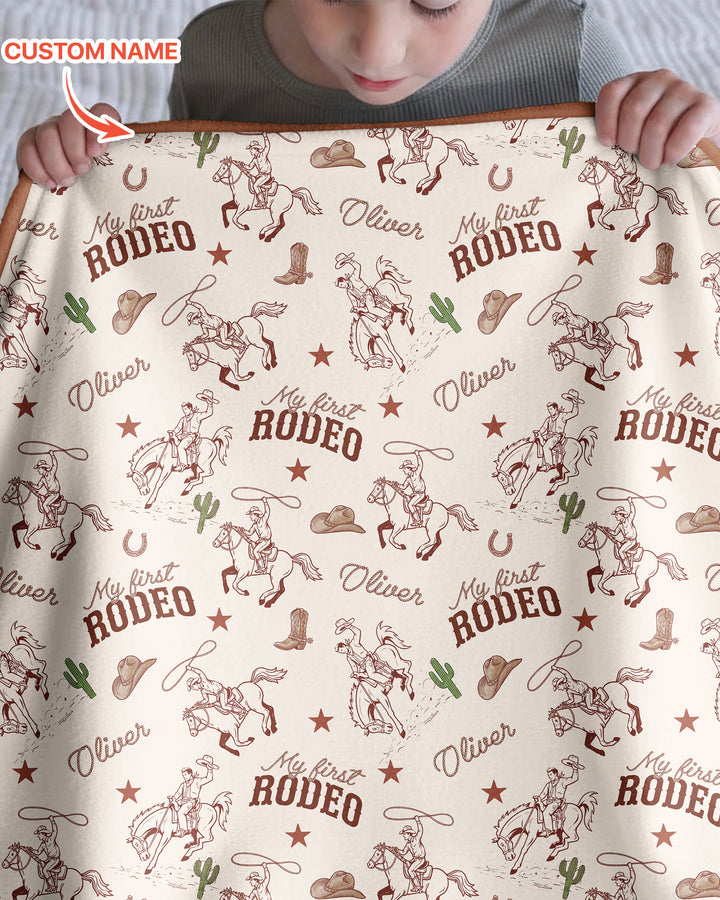 Custom Name First Rodeo Family Matching Bamboo Blanket