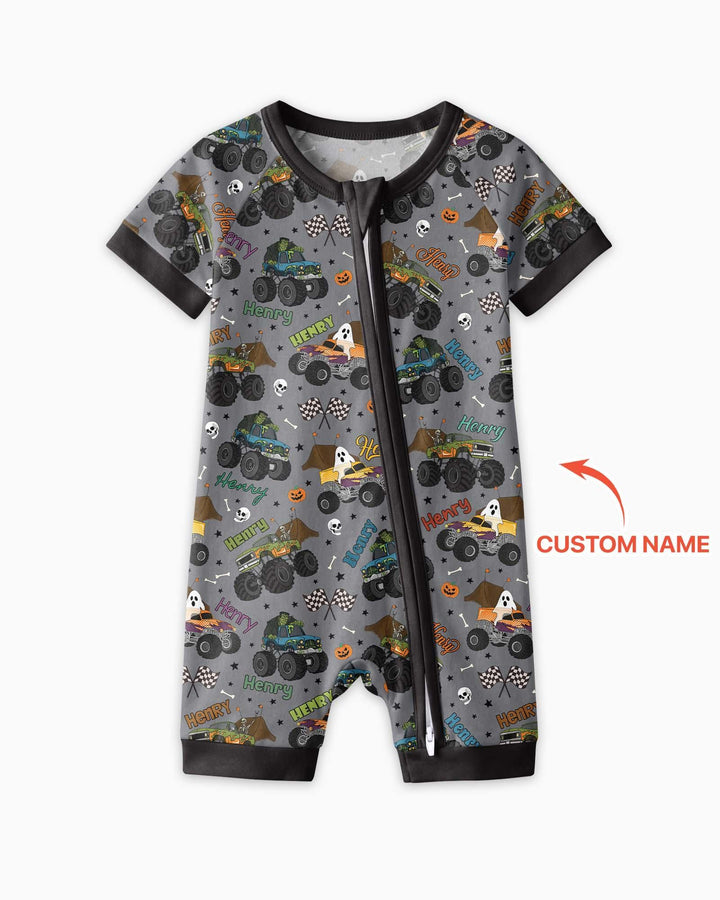 Custom Name Halloween Creepy Crusher Family Matching Bamboo Shorty Zippy