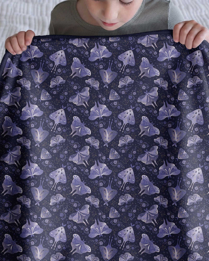 Very Peri Moths Bamboo Blanket