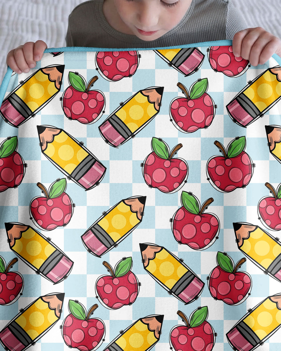 Checkered Apple Scribbles Bamboo Blanket
