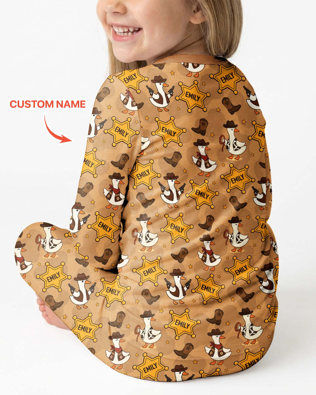 Rootin' Tootin' Cutie Custom Name Bamboo Two Piece Long Sleeve Pajama Set