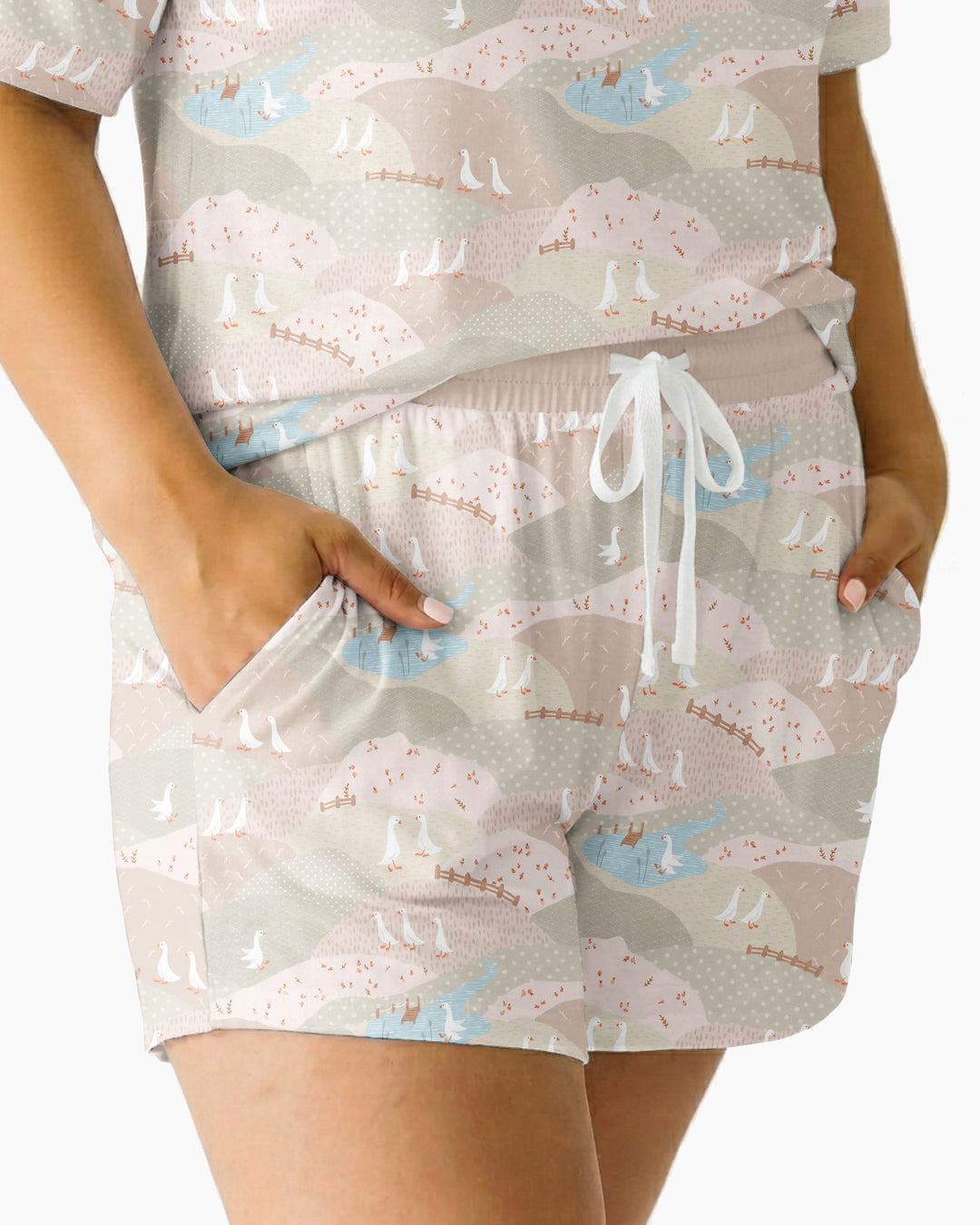 Wandering Geese Family Matching Bamboo Women Short Sleeve Short Pajama Set