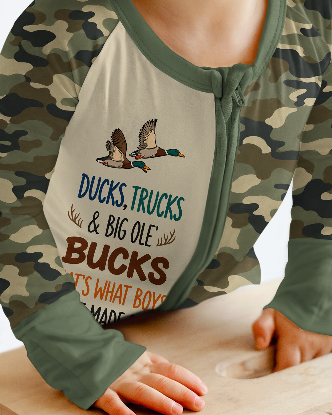 Custom Name Ducks, Trucks & Big Ole' Bucks Bamboo Convertible Zippy