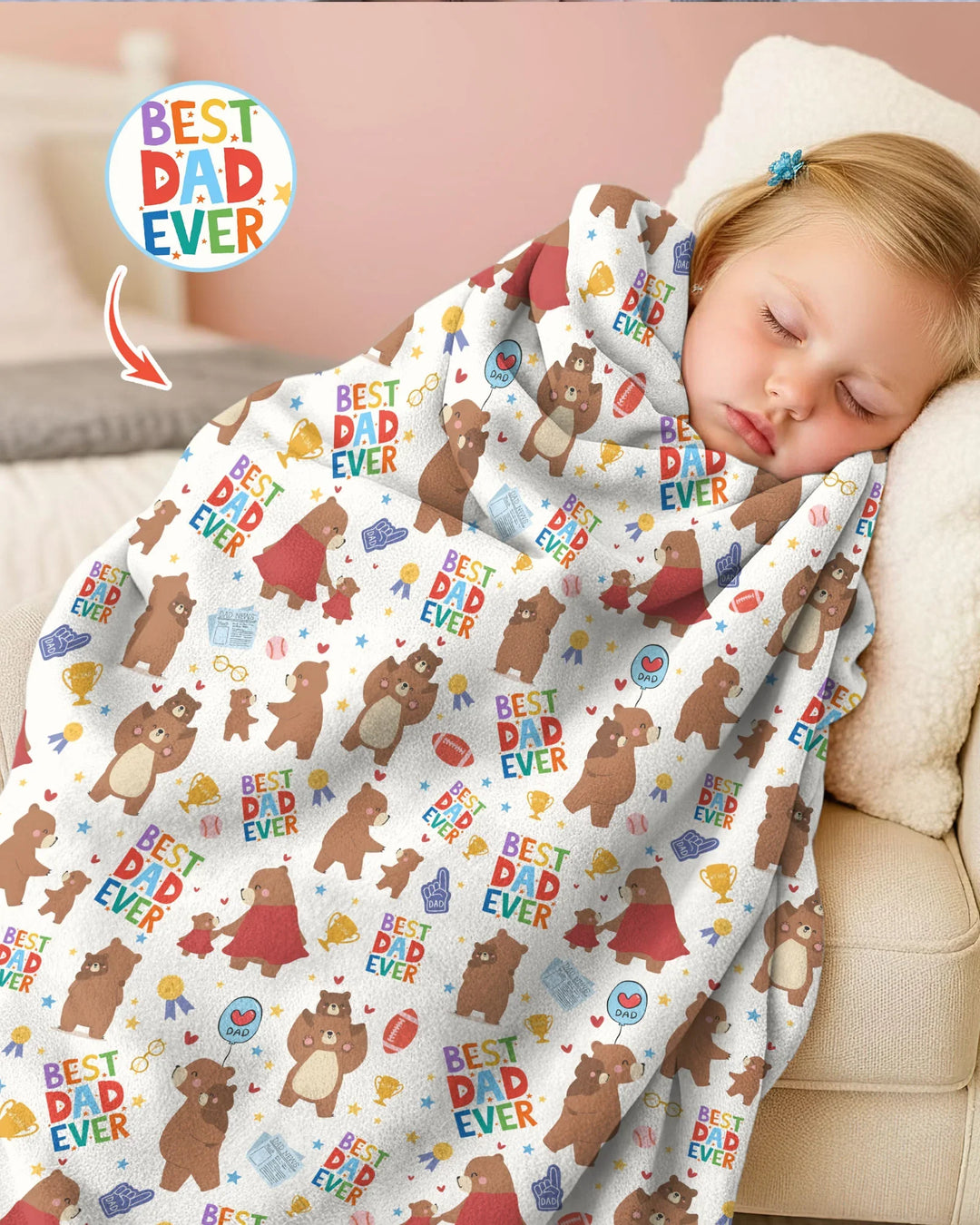 Best Daddy Bear Ever Family Matching Bamboo Blanket