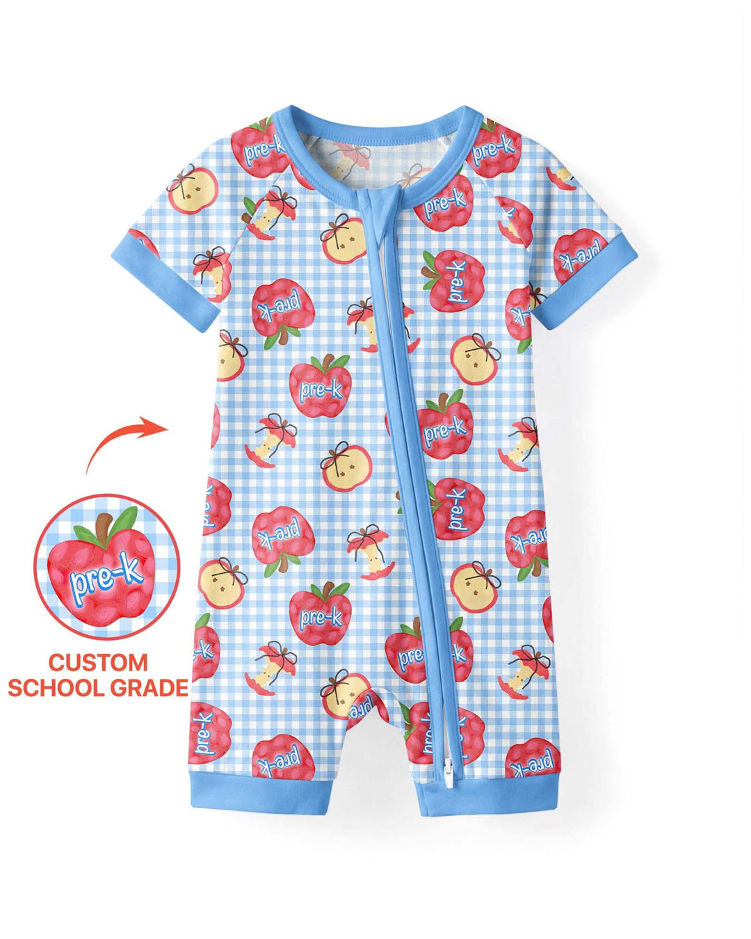 Custom School Grade Apple Days Bamboo Shorty Zippy