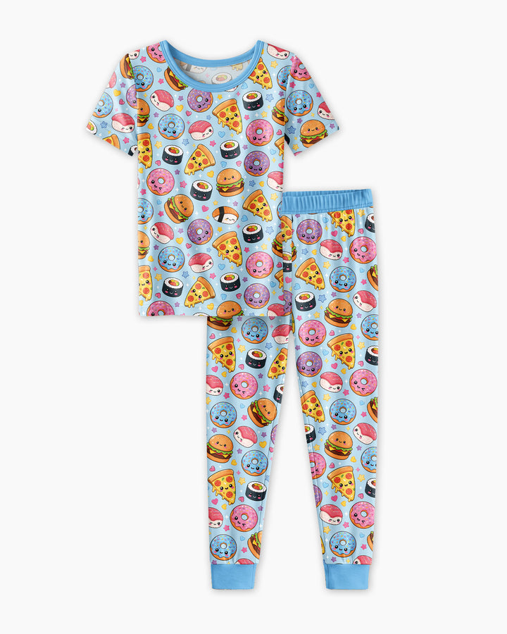 Kawaii Snack Party Bamboo Two Piece Short Sleeve Pajama Set