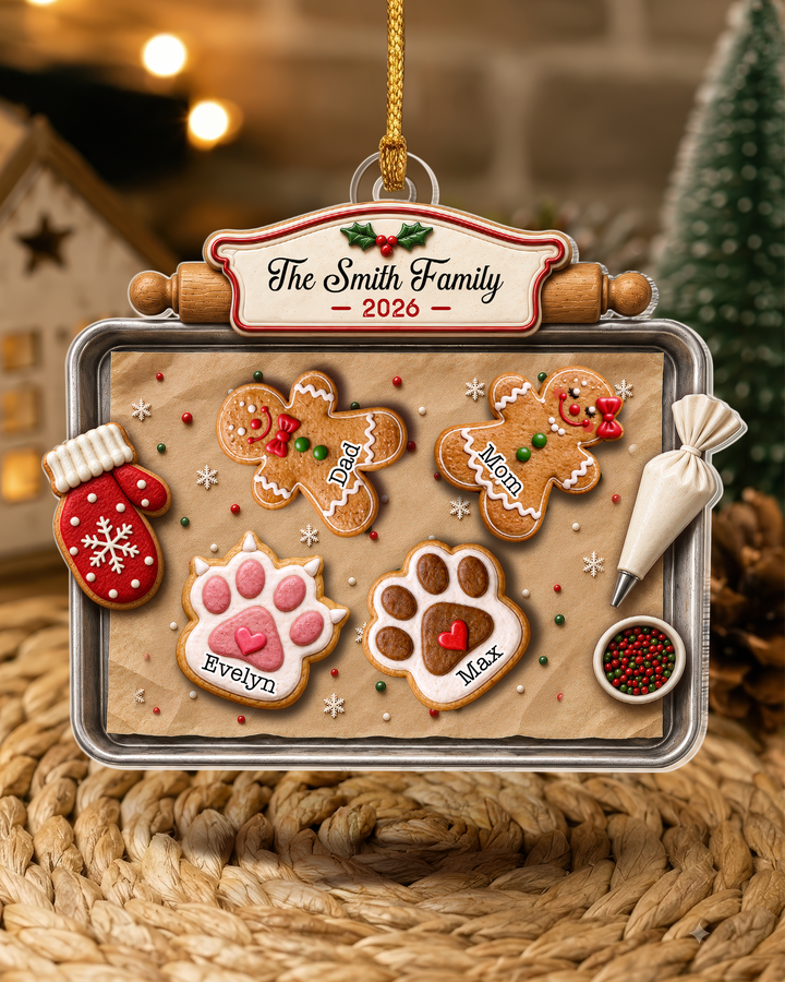 Gingerbread Cookie Family - Personalized Acrylic Ornament